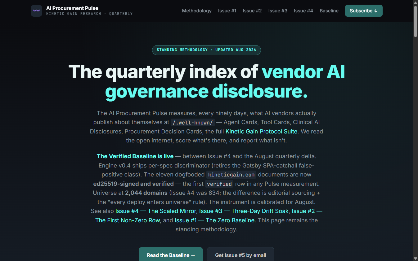 AI Procurement Pulse — quarterly research index of vendor AI governance disclosure